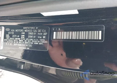 2020 Kia Forte Gt z USA, uszkodzony, nr VIN 3KPF44AC1LE147261